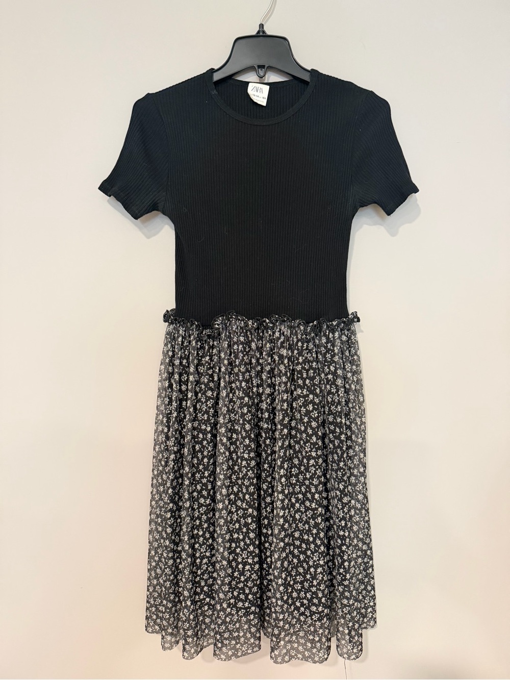 Zara Girls Ribbed Knit & Floral Midi Dress – Size 13/14